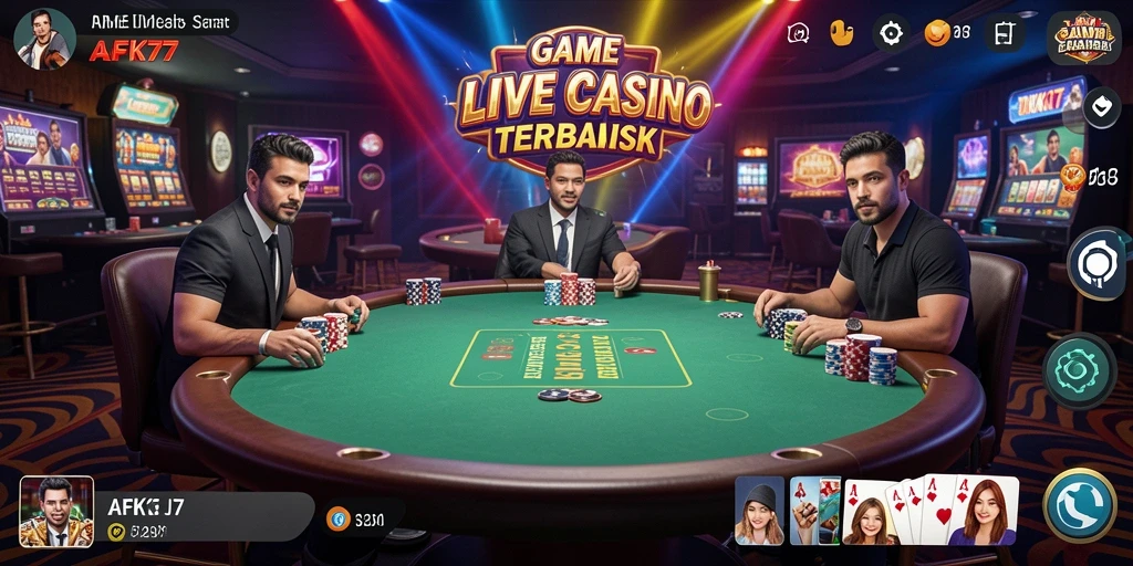 Tampilan gameplay AFK77 yang mendebarkan dalam suasana kasino langsung.