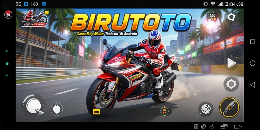 Gambar tampilan gameplay balapan motor di BIRUTOTO.