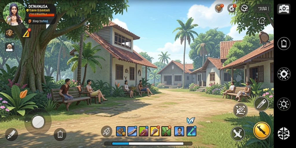 Tampilan gameplay santai DEWANUSA yang mempesona.