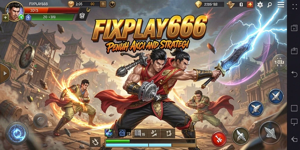 Tampilan screenshot FIXPLAY666 menunjukkan aksi pertarungan yang intens dan mendebarkan.