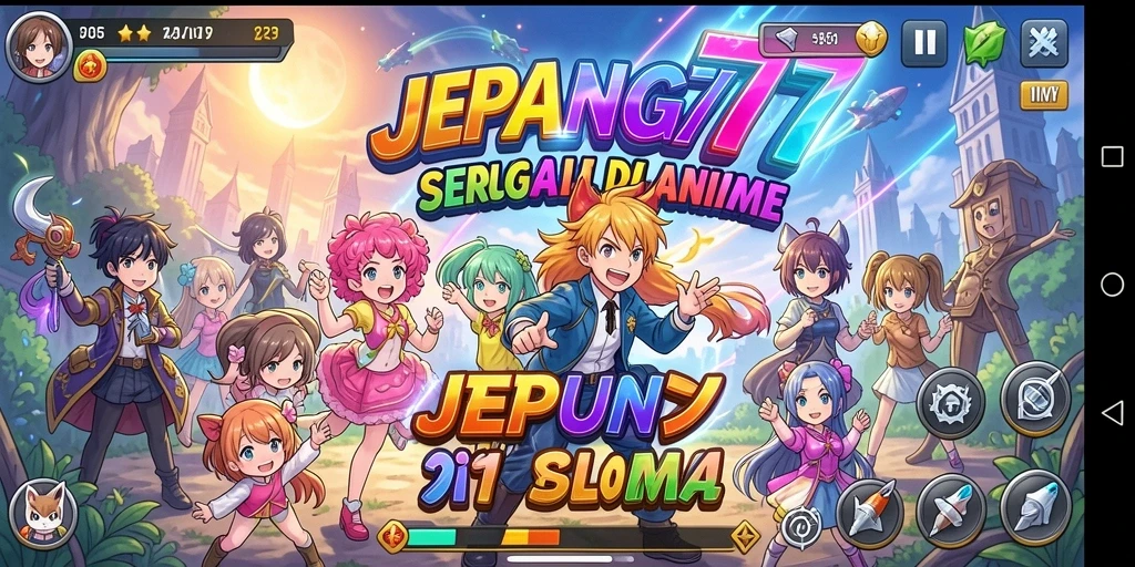 Tampilan gameplay seru penuh karakter anime menarik.