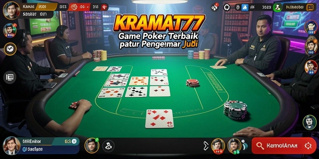 Tampilan gameplay Poker yang seru dan menarik dalam KRAMAT77.