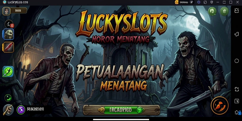 Screenshot utama LUCKYSLOTS menampilkan gameplay yang mendebarkan dengan elemen horor.