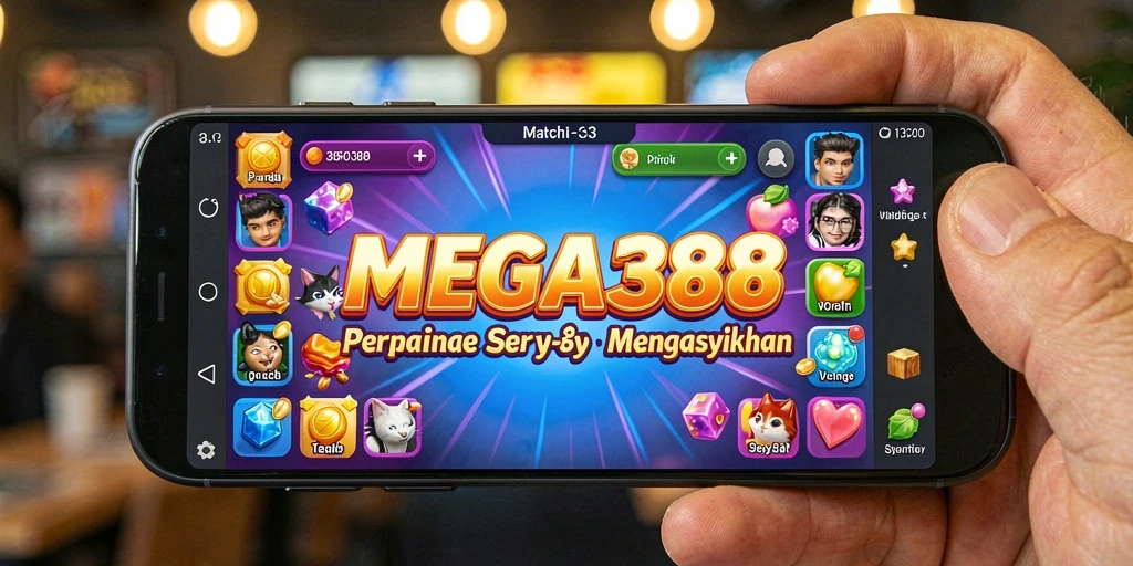 Tampilan gameplay seru dari MEGA388 yang penuh warna.