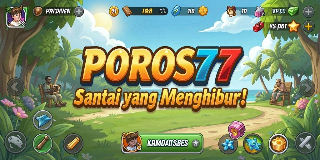 Screenshot gameplay <strong>POROS77</strong> yang penuh warna dan menarik.