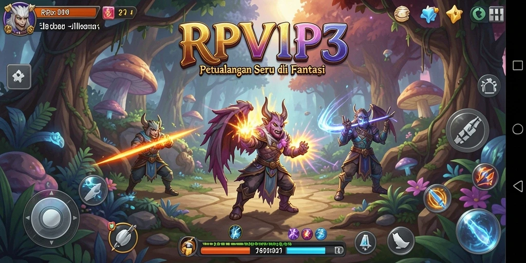 Screenshot utama RPVIP3 menampilkan aksi seru dalam petualangan.