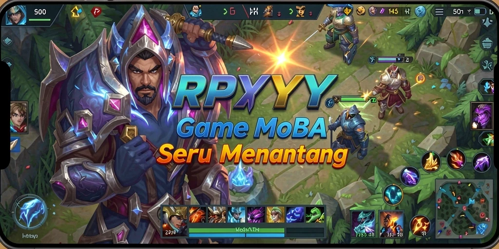 Tampilan gameplay seru di RPYYY dengan aksi karakter MOBA.