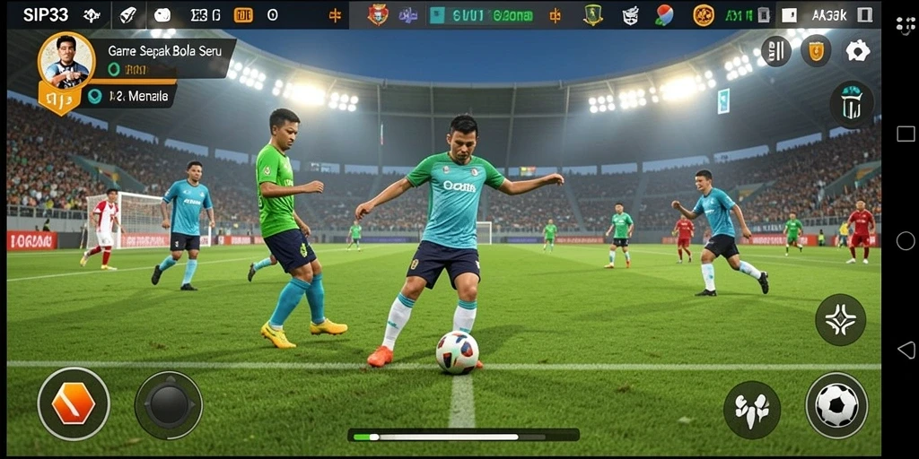 Gameplay SIP33 yang menampilkan aksi sepak bola seru.